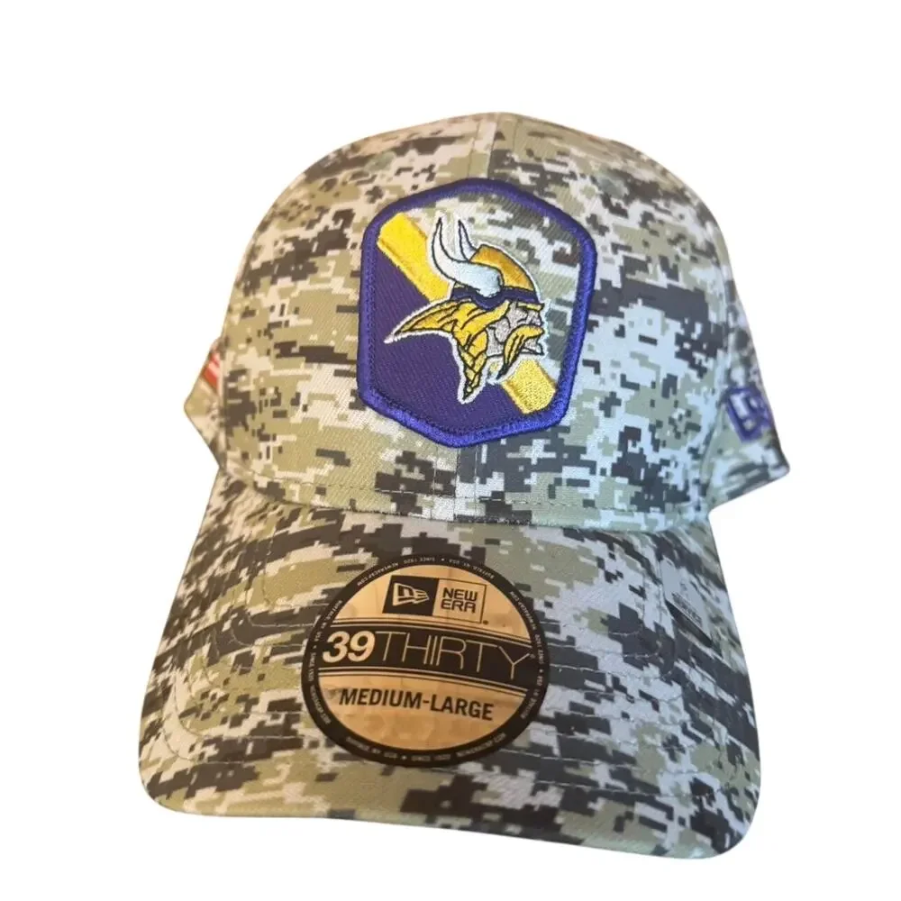 Minnesota Vikings New Era 39THIRTY Camo Hat M/L NFL Stretch Fit NWT